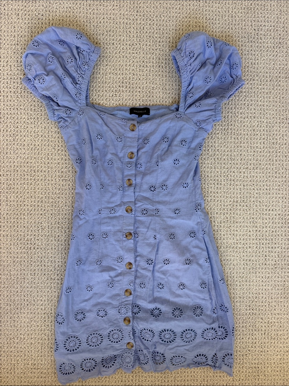 Majorelle Puff sleeve button down dress